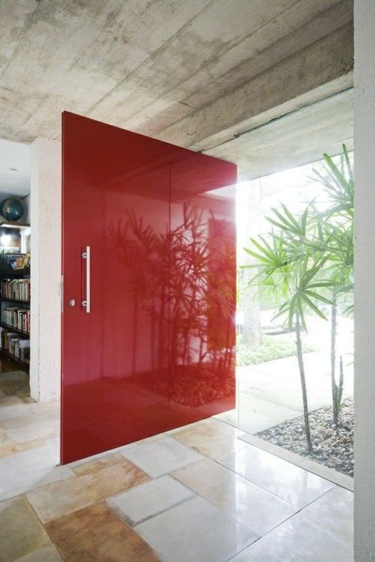 Bright Red Glossy Pivot Door