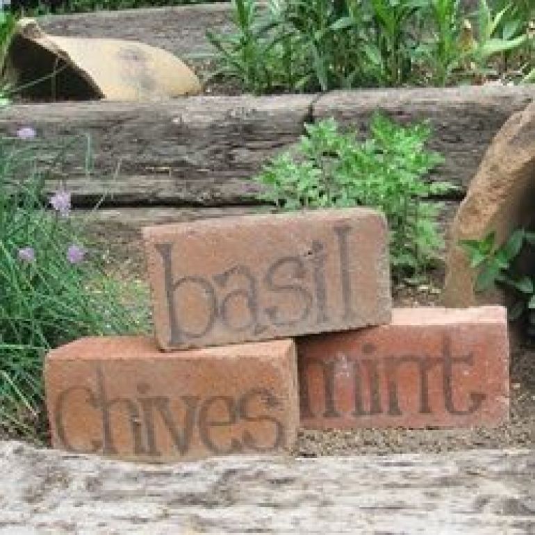DIY Recycled Brick Herb Labels