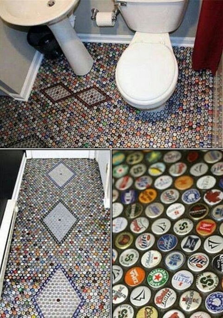 Man CaveBottle Cap Flooring