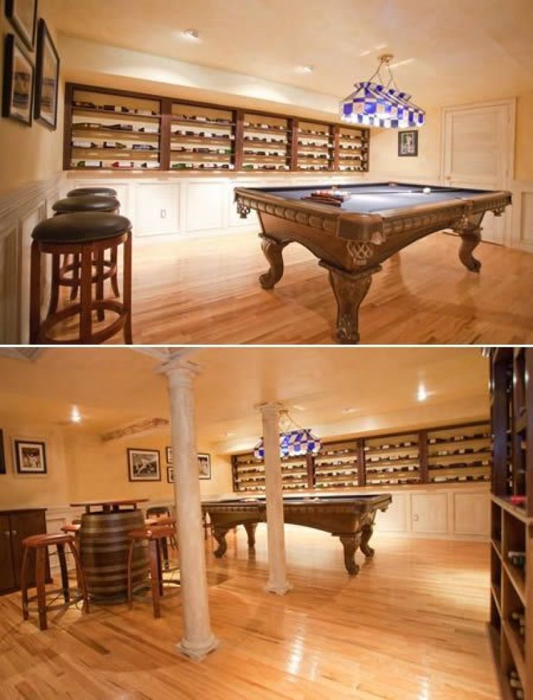 A Man Cave Billiard Room and Wine Cellar Combination