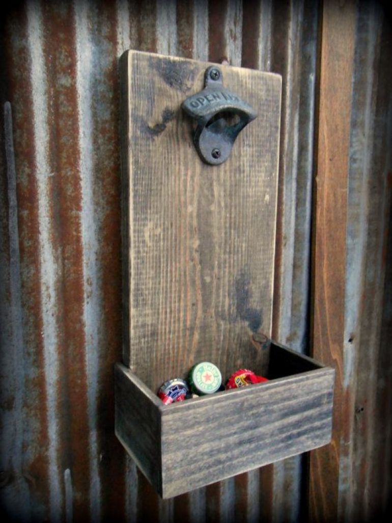 A bottle opener that also catches the caps for the man cave