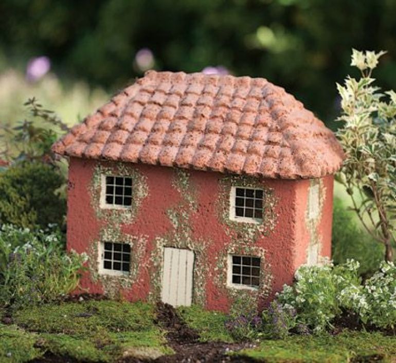 Recycled brick fairy house