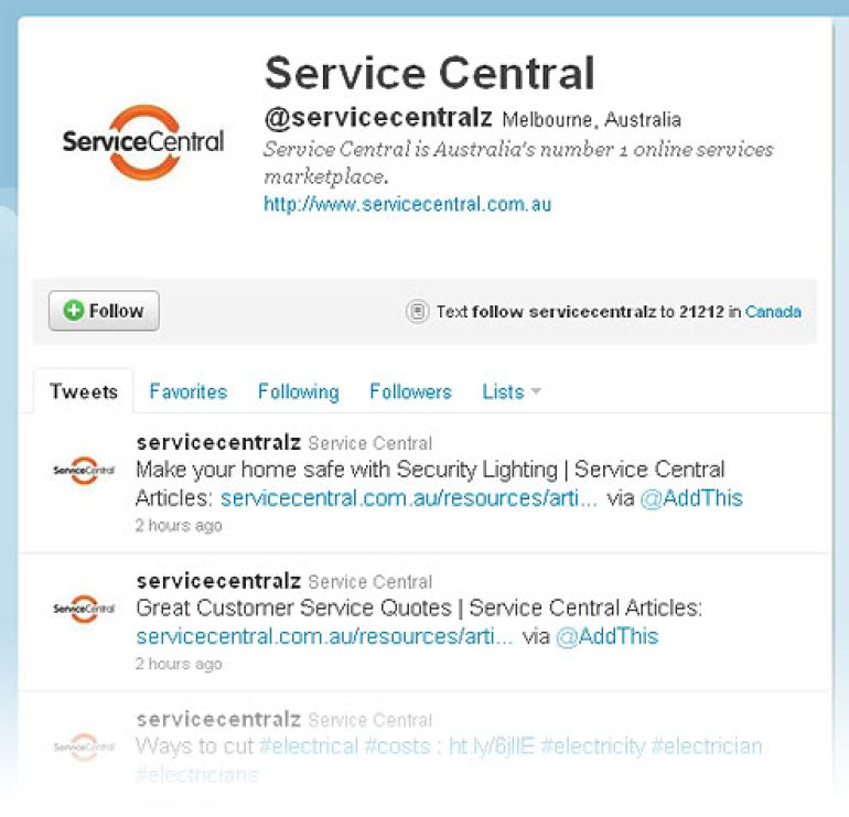 Service Central's twitter