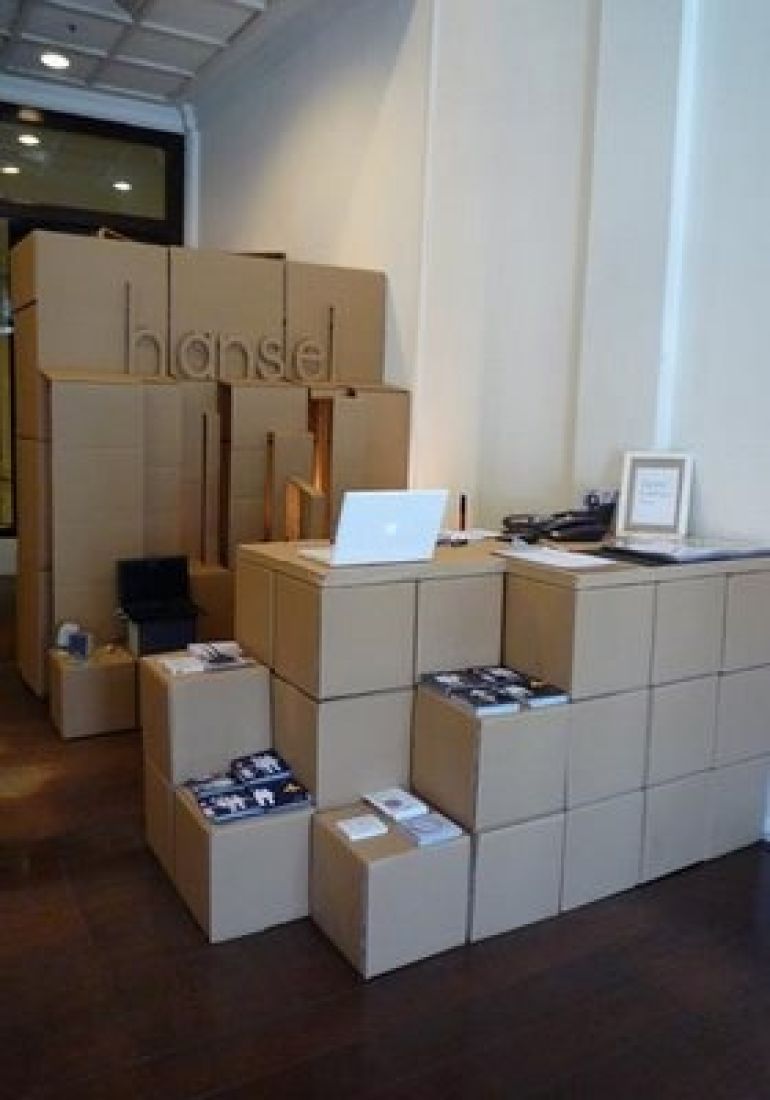 This pop up shop is made only from cardboard boxes